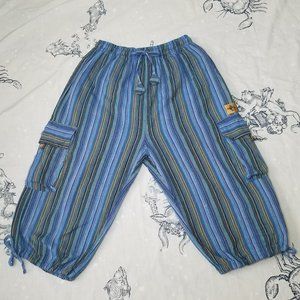 Striped Cotton Cargo Capris Small